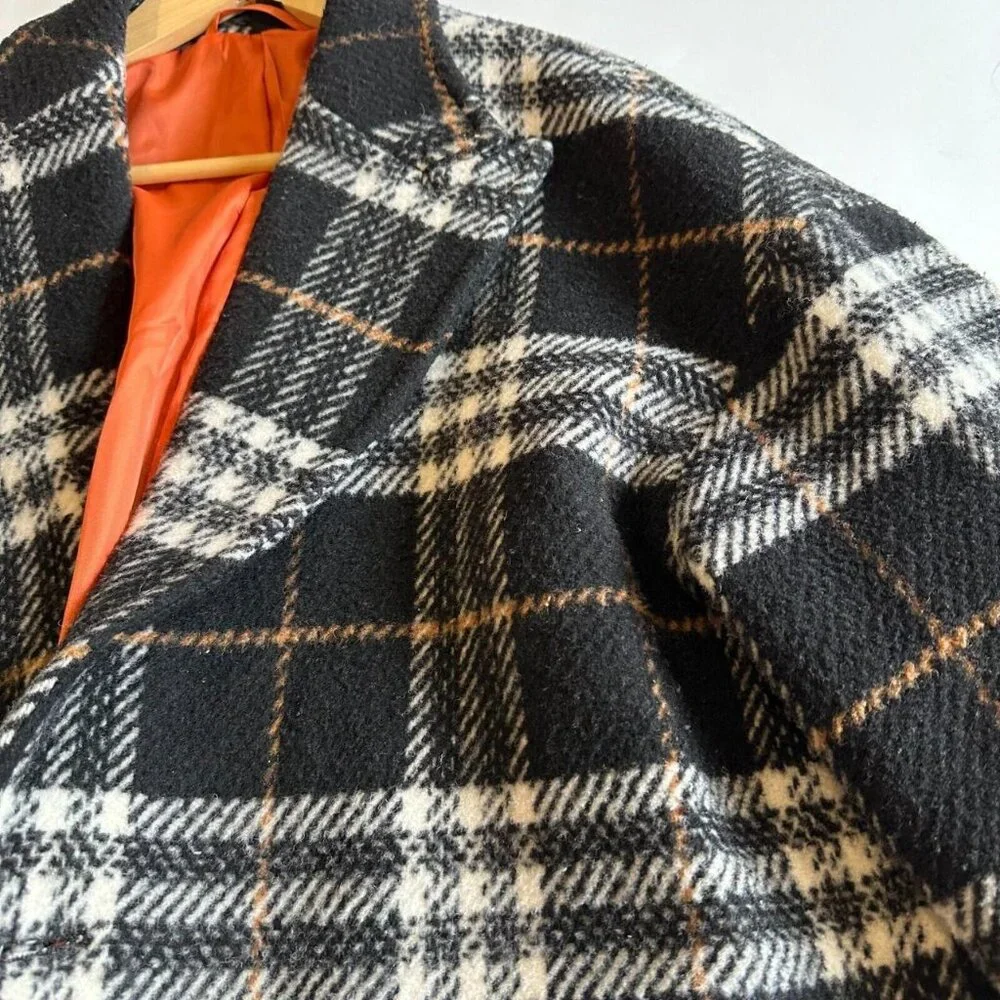 Gianni Feraud Oversized Black Plaid Checked Overcoat - Picture 7 of 7